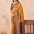 Yellow black soft silk blend banarasi jacuard work designer party wear saree with unstitched blouse piece