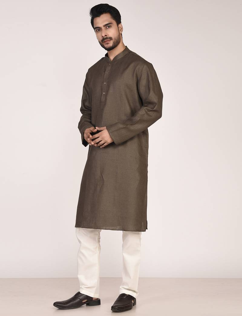 Men's solid cotton straight kurta