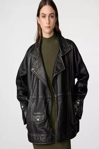 women's black lambskin leather biker jacket classic moto zip style genuine deluxe