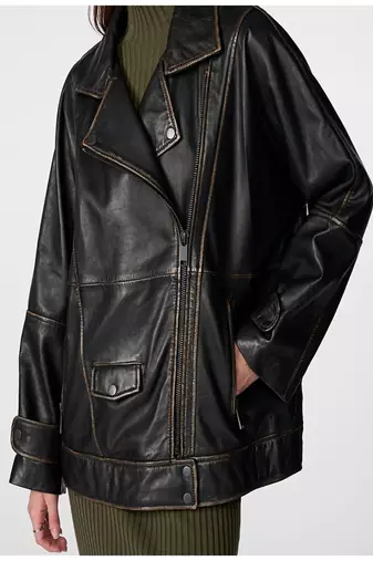 women's black lambskin leather biker jacket classic moto zip style genuine deluxe
