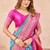 Sky pink soft silk blend banarasi jacuard work designer party wear saree with unstitched blouse piece