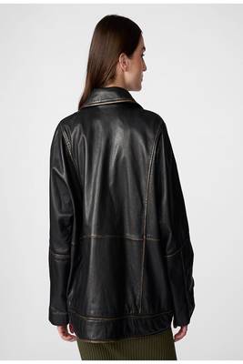 women's black lambskin leather biker jacket classic moto zip style genuine deluxe 3