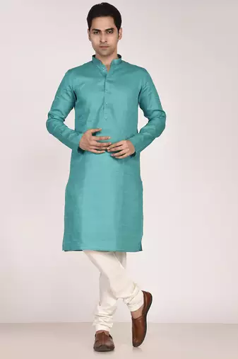 Men's solid cotton straight kurta