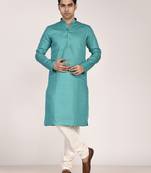 Men's solid cotton straight kurta