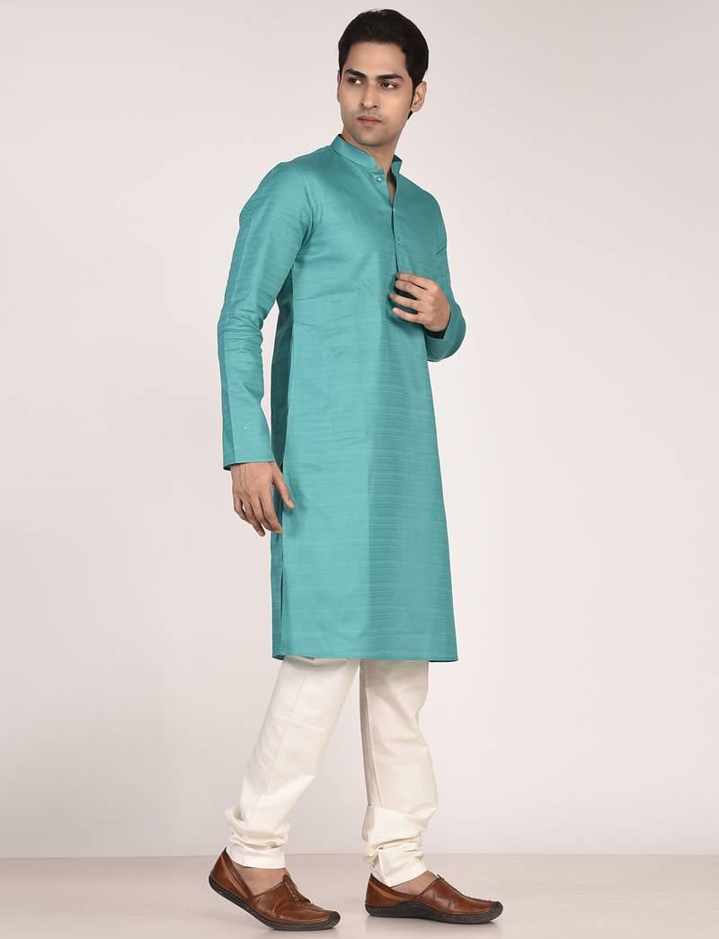 Men's solid cotton straight kurta