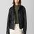 women's black lambskin leather biker jacket snap button front closure