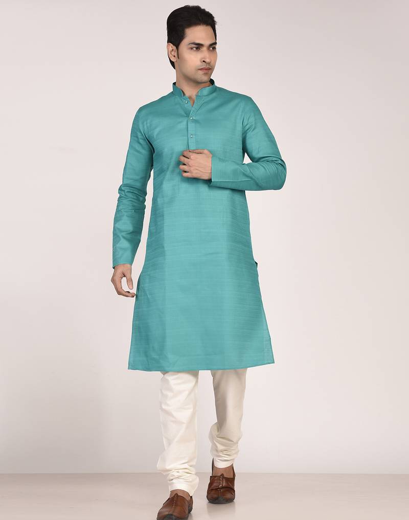 Men's solid cotton straight kurta