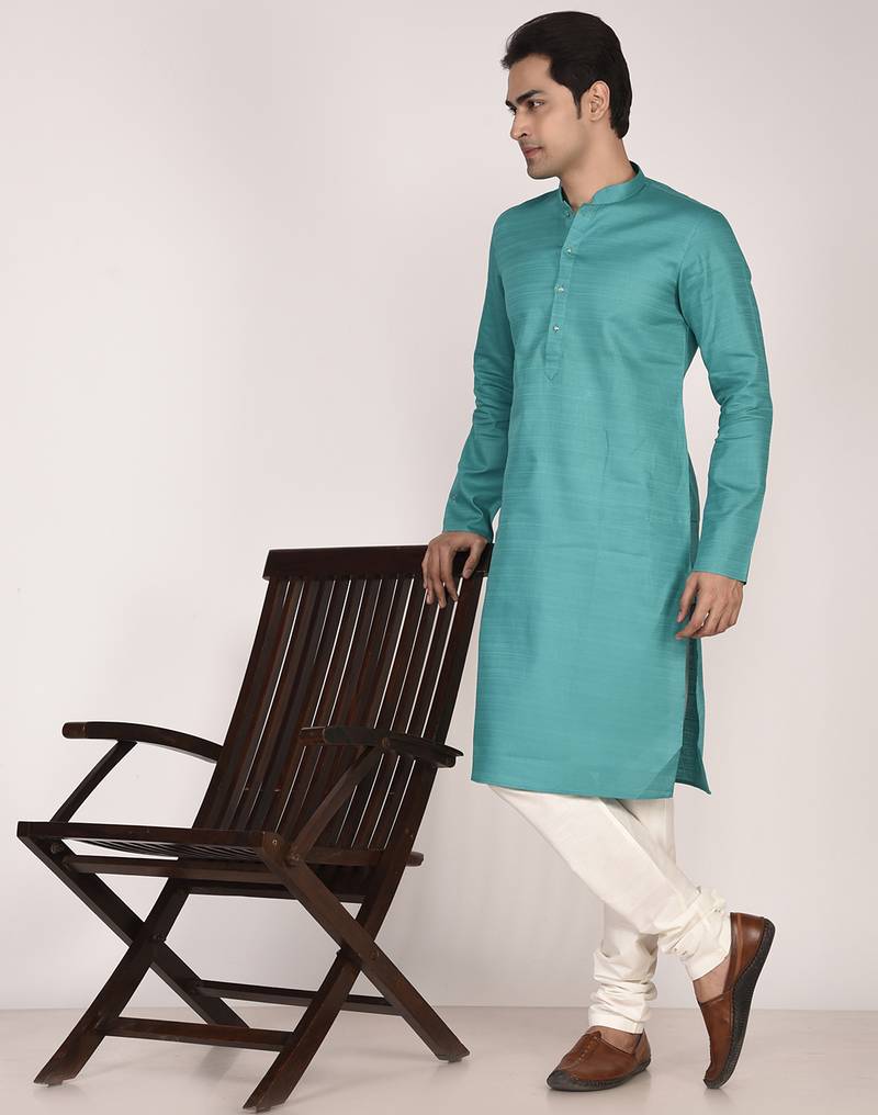 Men's solid cotton straight kurta
