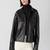 Women's black lambskin leather jacket- 2 envolope pocket & biker stylish look