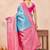 Sky pink soft silk blend banarasi jacuard work designer party wear saree with unstitched blouse piece