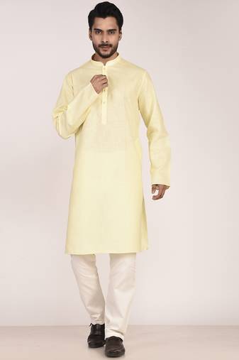 Men's solid cotton straight kurta