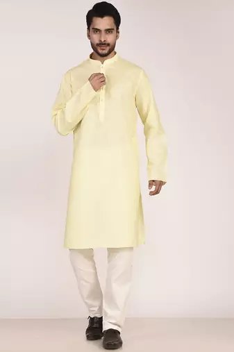Men's solid cotton straight kurta