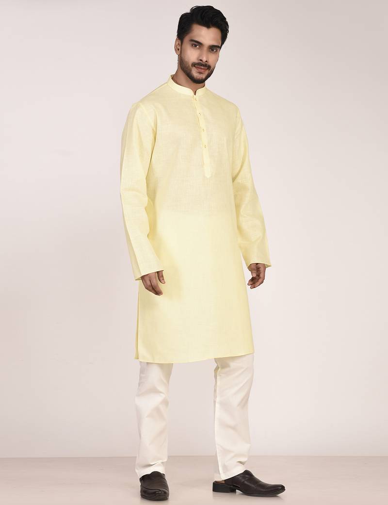 Men's solid cotton straight kurta