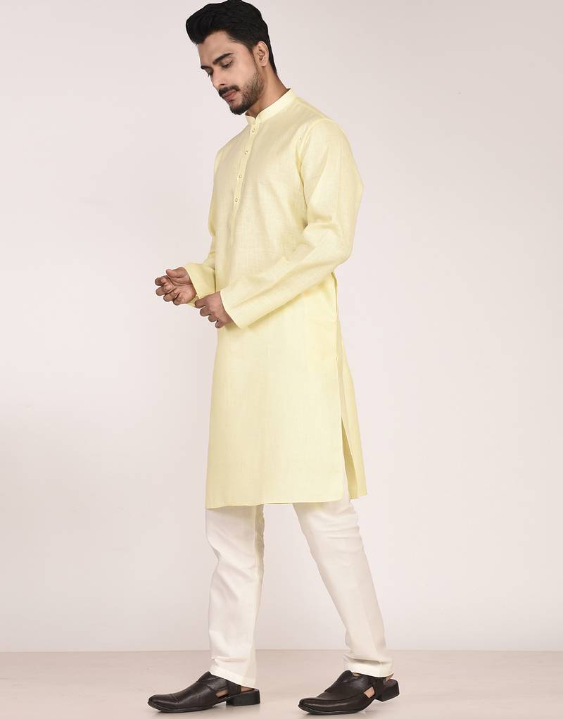 Men's solid cotton straight kurta