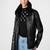 women's black lambskin leather biker jacket snap button front closure premium