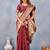 Maroon soft silk blend banarasi jacuard work designer party wear saree with unstitched blouse piece