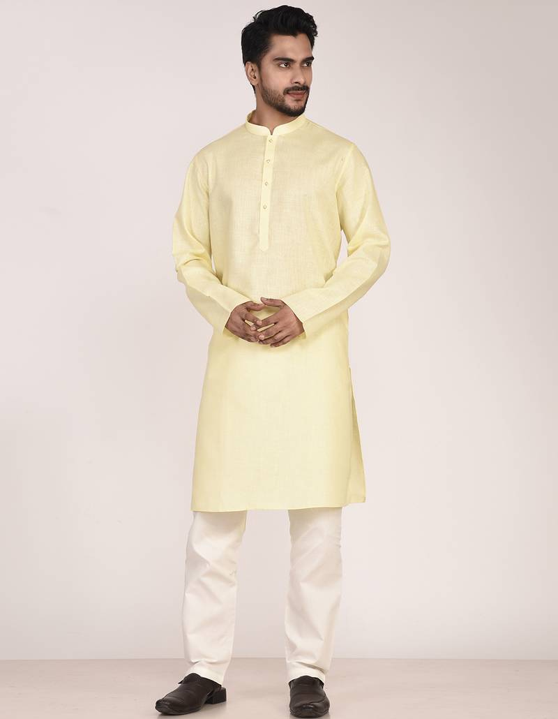 Men's solid cotton straight kurta