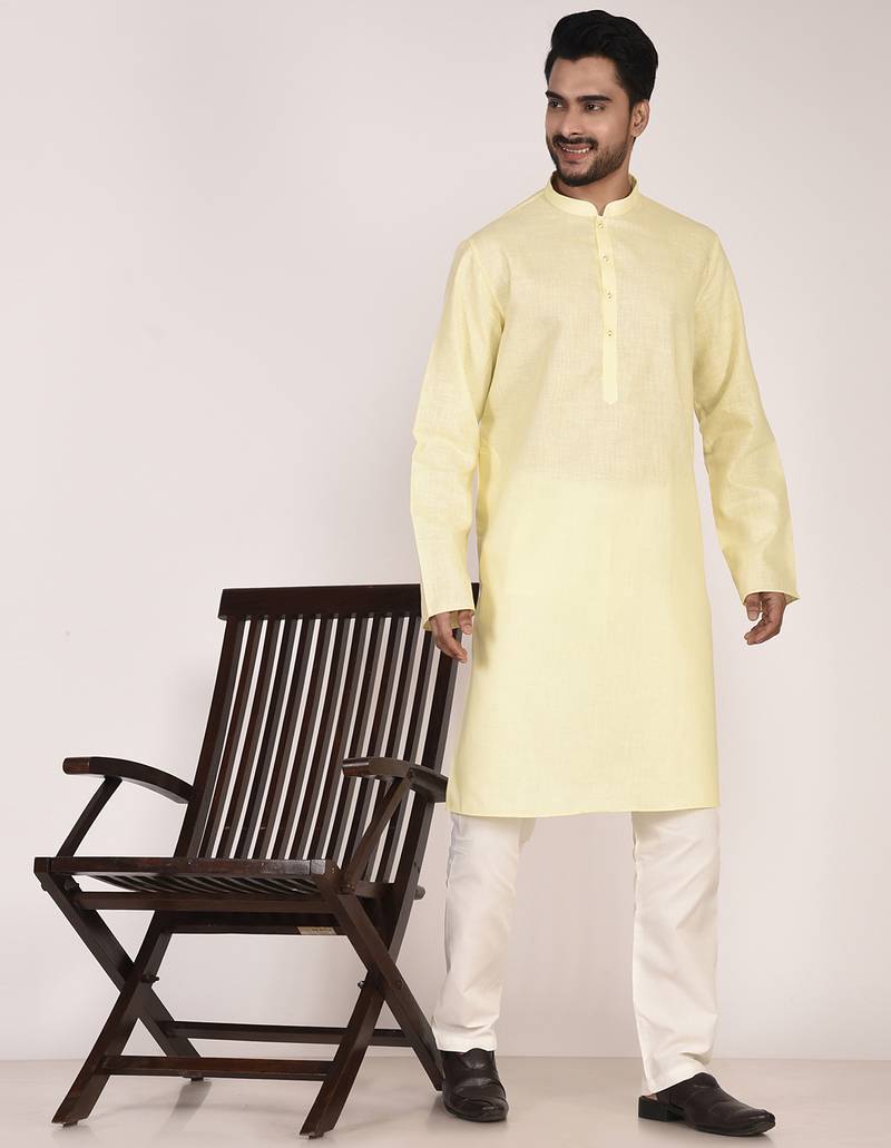 Men's solid cotton straight kurta