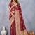Maroon soft silk blend banarasi jacuard work designer party wear saree with unstitched blouse piece