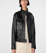 Women's black lambskin leather jacket- 2 envolope pocket & biker stylish look