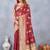 Maroon soft silk blend banarasi jacuard work designer party wear saree with unstitched blouse piece