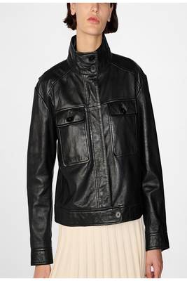 women's black lambskin leather biker jacket classic moto zip style genuine select 3