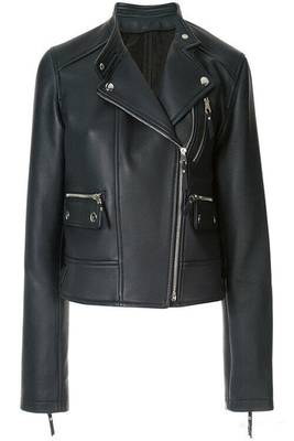 women's black lambskin leather biker jacket classic moto zip style genuine signature 1