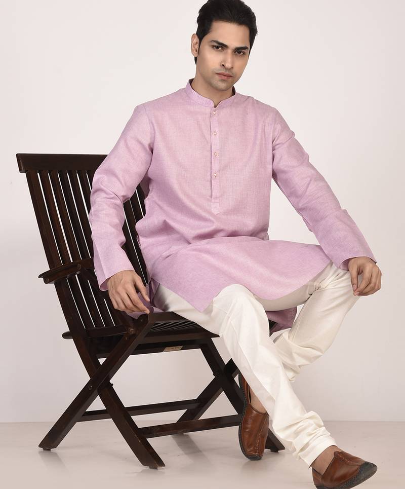 Men's solid cotton straight kurta