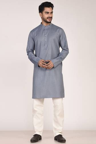 Men's solid cotton straight kurta