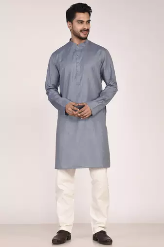 Men's solid cotton straight kurta