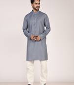 Men's solid cotton straight kurta
