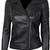 Women's black lambskin leather jacket- zipper detail & quilted hand  biker stylish look