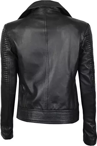 women's black lambskin leather biker jacket premium quilted design elegant