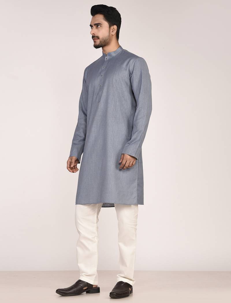 Men's solid cotton straight kurta