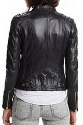 women's black lambskin leather biker jacket premium quilted design sophisticated 2