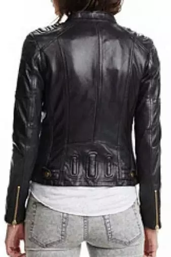 women's black lambskin leather biker jacket premium quilted design sophisticated