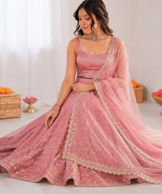 onion pink jatan silk coding sequin lehenga choli set 3