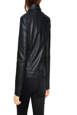 women's black lambskin leather biker jacket premium quilted design classic 3