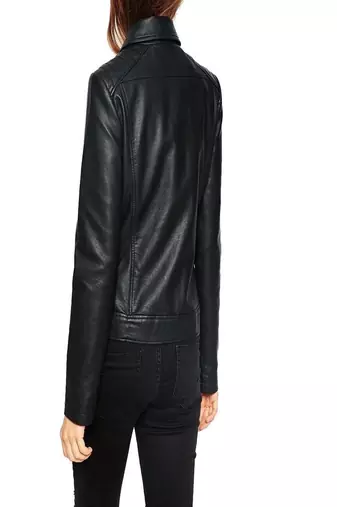 women's black lambskin leather biker jacket premium quilted design classic