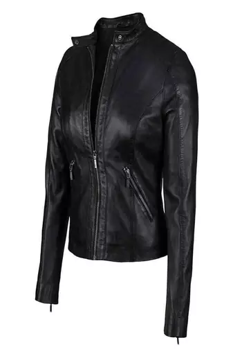 women's black lambskin leather biker jacket premium quilted design versatile