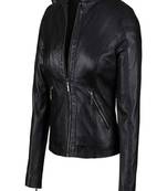 Women’s black lambskin leather jacket- zipper detail & quilted hand  biker stylish look