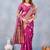 Wine soft silk blend banarasi jacuard work designer party wear saree with unstitched blouse piece