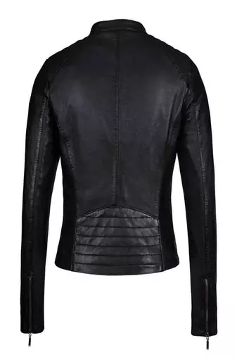 women's black lambskin leather biker jacket premium quilted design versatile