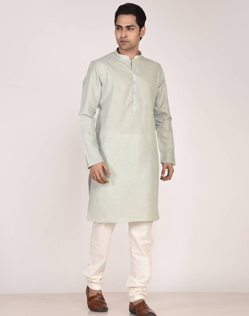 Men's solid cotton straight kurta