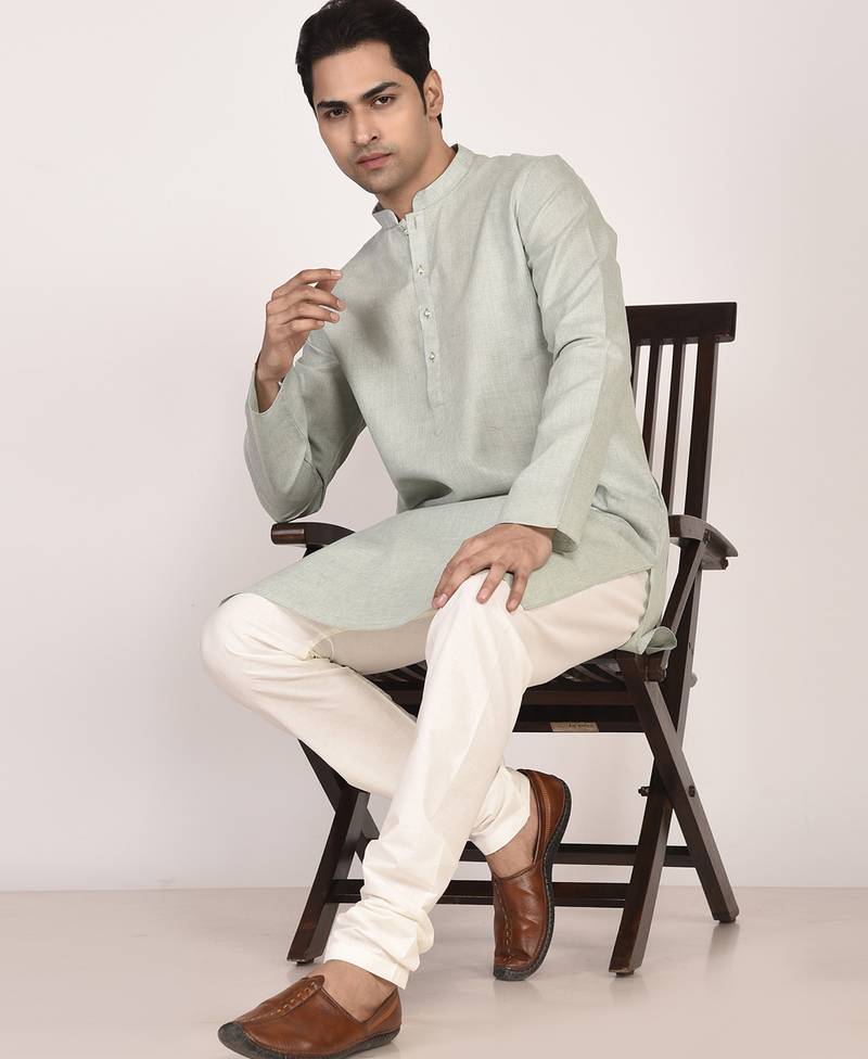 Men's solid cotton straight kurta