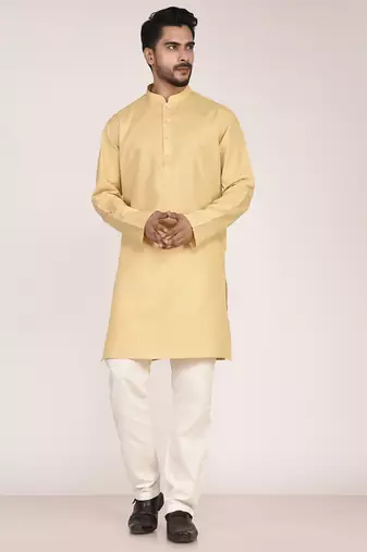 Men's solid cotton straight kurta