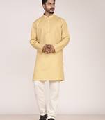 Men's solid cotton straight kurta