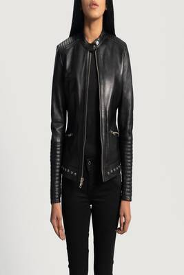 women's black lambskin leather biker jacket premium quilted design timeless 2