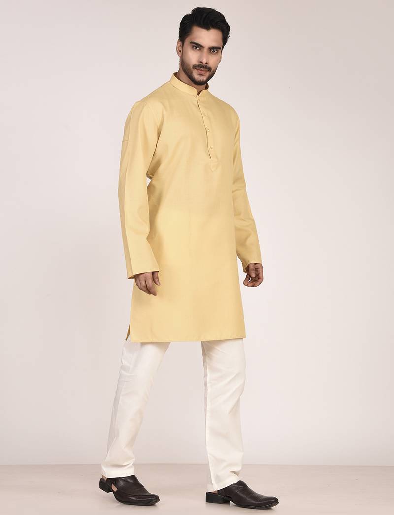 Men's solid cotton straight kurta