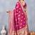 Wine soft silk blend banarasi jacuard work designer party wear saree with unstitched blouse piece